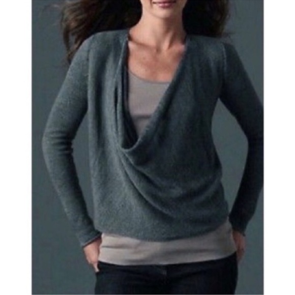 Eileen Fisher Sweaters - Eileen Fisher Blue Teal Alpaca Wool Cowl Neck Sweater Petite large lightweight